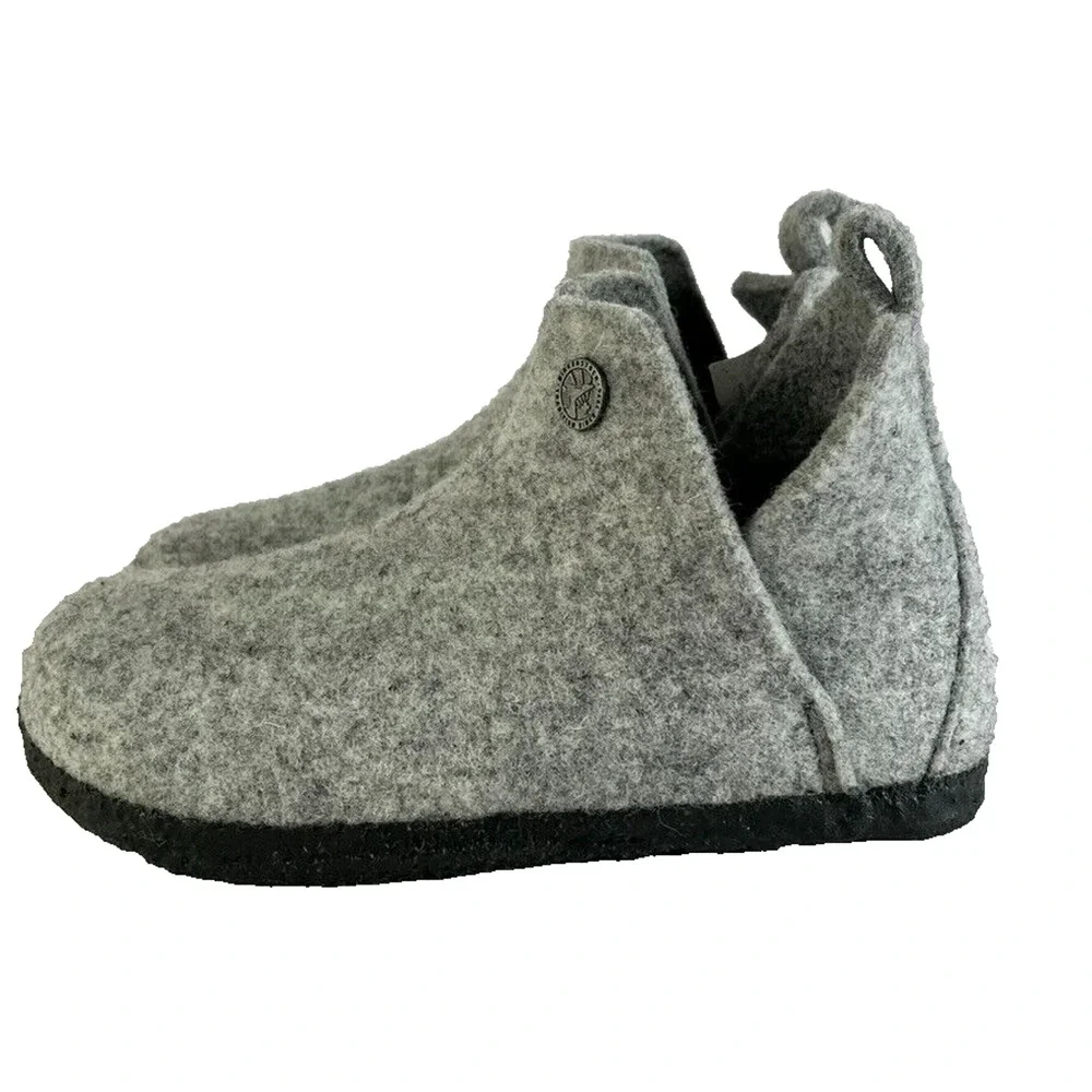 BIRKENSTOCK Shoes Slippers Kids 11 Andermatt Shearling Light Grey Wool Felt